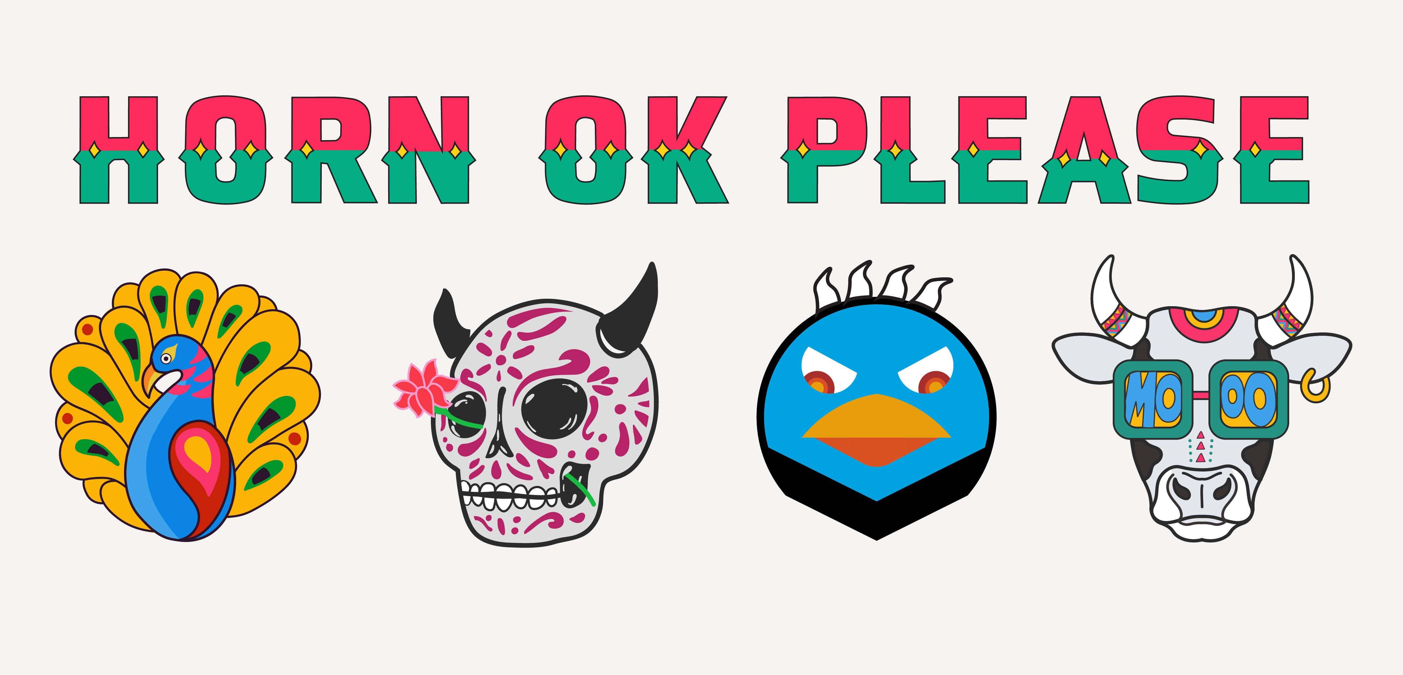 Horn OK Please - MA Final Project truck-art inspired illustrations